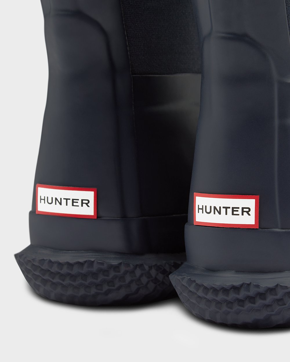 Kids Snow Boots - Hunter Original Big Insulated Roll Top Sherpa (07PBDKAOI) - Navy